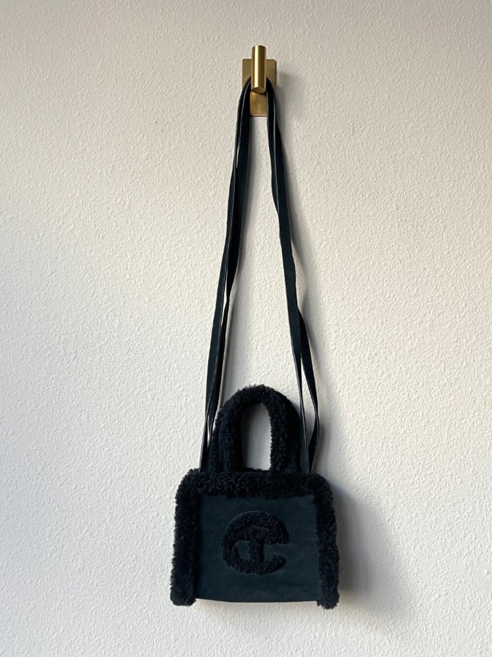 Telfar x Ugg Black Suede Shearling Crossbody Bag - Picture 3 of 7